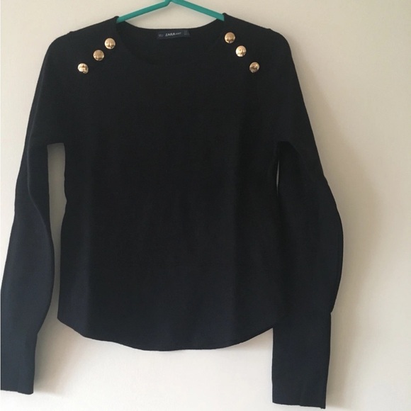 Black Sweater with Gold Button Accents. Size M. - Picture 6 of 11